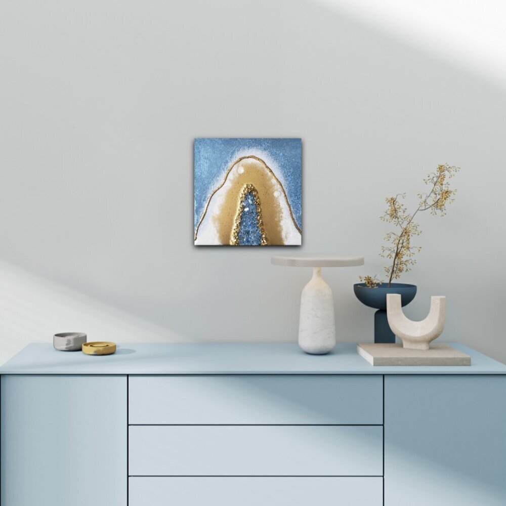 Blue and Gold Resin Geode Painting - Picture 2 of 4